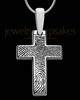 Divine Cross Solid 14k White Gold Thumbprint Pendant