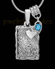 My Love Sterling Silver Rectangle with Birthstone Thumbprint Pendant