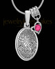 Oval Sterling Silver with Birthstone Thumbprint Pendant