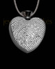 Black Plated Stainless Enamored Heart Thumbprint Pendant