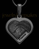Black Sterling Silver Raised Heart Thumbprint Pendant