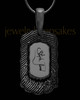 Black Sterling Silver Small Signature Dog Tag Thumbprint Pendant
