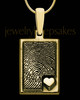 Solid 14K Gold Rectangle with Raised Thumbprint Pendant