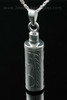 Ash Pendant Sterling Silver Etched Cylinder