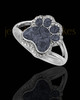 Ladies My Best Friend Paw Print with Graphite Silver Ash Ring