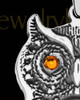Solid 14K White Gold Birthstone Owl with Black Blaze Opal Ash Jewelry