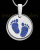 Solid 14K White Gold Tiny Toes Round with Ocean Tide Opal Ash Jewelry