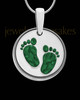 Solid 14K White Gold Tiny Toes Round with Olive Ash Jewelry