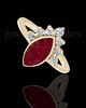 Solid 14K Gold Ladies Loyola Garnet Pearl Opal Ash Ring