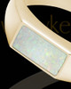 Solid 14K Gold Men's Tacoma Crushed Linen Opal Ash Ring