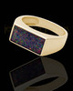 Solid 14K Gold Men's Dumaine Black Blaze Opal Ash Ring