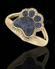 Solid 14K Gold Ladies My Best Friend Paw Print with Graphite Ash Ring