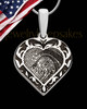 Solid 14k White Gold Fancy Filigree Heart Thumbprint With Signature Pendant