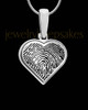 Solid 14k White Gold Heart Thumbprint With Signature Pendant