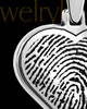 Solid 14k White Gold Heart Thumbprint With Signature Pendant