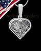 Solid 14k White Gold Heart Thumbprint With Signature Pendant