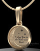 Solid 14k Gold Moon and Back Permanently Sealed Keepsake Jewelry
