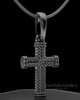 Black Plated Braided Cross Permanently Sealed Keepsake Jewelry