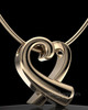Solid 14k Gold Ribboned Heart Permanently Sealed Remembrance Pendant