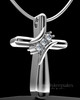 Sterling Silver Elegant Cross Permanently Sealed Cremation Pendant