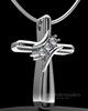 Solid 14k White Gold Elegant Cross Permanently Sealed Cremation Pendant