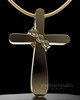 Gold Plated over Sterling Elegant Cross Permanently Sealed Cremation Pendant