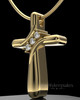 Gold Plated over Sterling Elegant Cross Permanently Sealed Cremation Pendant