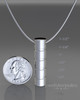 Solid 14k White Gold Stacked Cylinder Permanently Sealed Waterproof Cremation Pendant