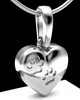 Sterling Silver Heart with Paws Permanently Sealed Waterproof Cremation Pendant