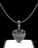 Black Plated Heart with Paws Permanently Sealed Waterproof Cremation Pendant