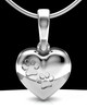 Solid 14k White Gold Heart with Paws Permanently Sealed Waterproof Cremation Pendant