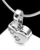 Solid 14k White Gold Heart with Paws Permanently Sealed Waterproof Cremation Pendant