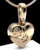 Solid 14k Gold Heart with Paws Permanently Sealed Waterproof Cremation Pendant
