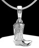 Solid 14k White Gold Cowboy Boot Permanently Sealed Waterproof Cremation Pendant