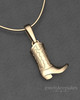 Solid 14k Gold Cowboy Boot Permanently Sealed Waterproof Cremation Pendant