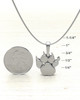 Solid 14k White Gold Paw  Permanently Sealed Waterproof Cremation Pendant