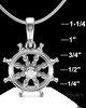 Solid 14k White Gold Ships Wheel Permanently Sealed Waterproof Cremation Pendant