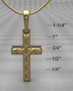 Gold Plated Textured Cross Permanently Sealed Waterproof Cremation Pendant