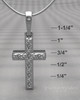 Solid 14k White Gold Textured Cross Permanently Sealed Waterproof Cremation Pendant