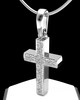 Solid 14k White Gold Textured Cross Permanently Sealed Waterproof Cremation Pendant
