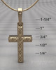 Solid 14k Gold Textured Cross Permanently Sealed Waterproof Cremation Pendant