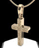 Solid 14k Gold Textured Cross Permanently Sealed Waterproof Cremation Pendant
