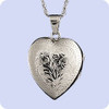 Cremains Pendant Sterling Silver Hand Engraved Heart Locket
