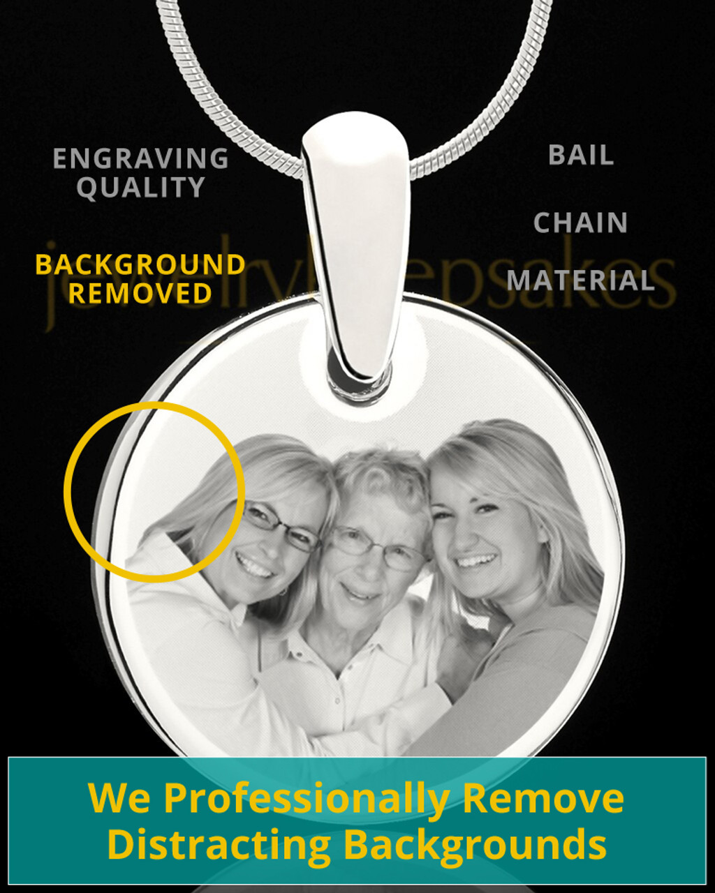 Custom Photo Engraved Round Pendant With Engraving