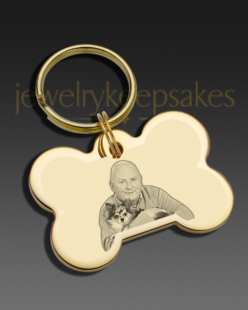 Lovable Keepsake Gifts Custom Dog Portrait Keychain Gold / Front Only