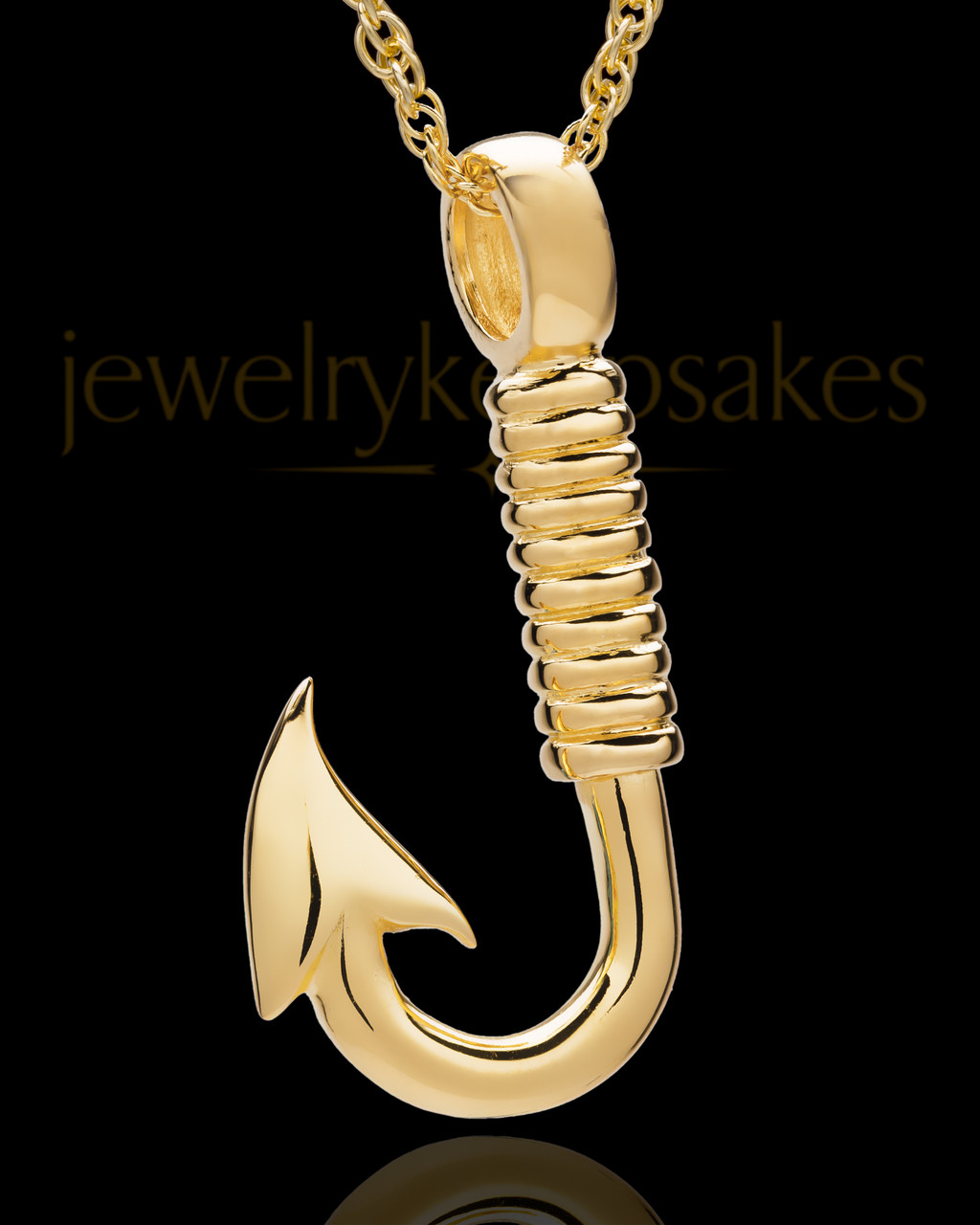 14K YELLOW GOLD HOOK CREMATION URN PENDANT FOR ASHES