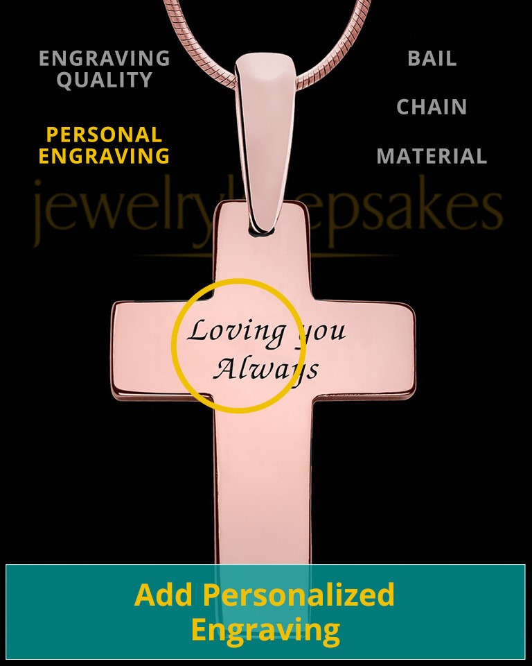 Divine Cross Rose Gold over Sterling Thumbprint Pendant, Rose Gold
