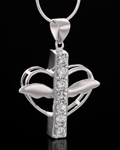 Sterling Silver Free Spirit Cremation Urn Pendant-Clear