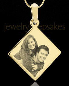 Photo Engraved Diamond Pendant Gold Plated on Stainless
