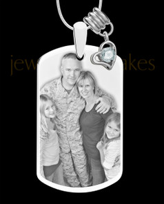 April Photo Engraved Stainless Steel Dog Tag Pendant With Chain